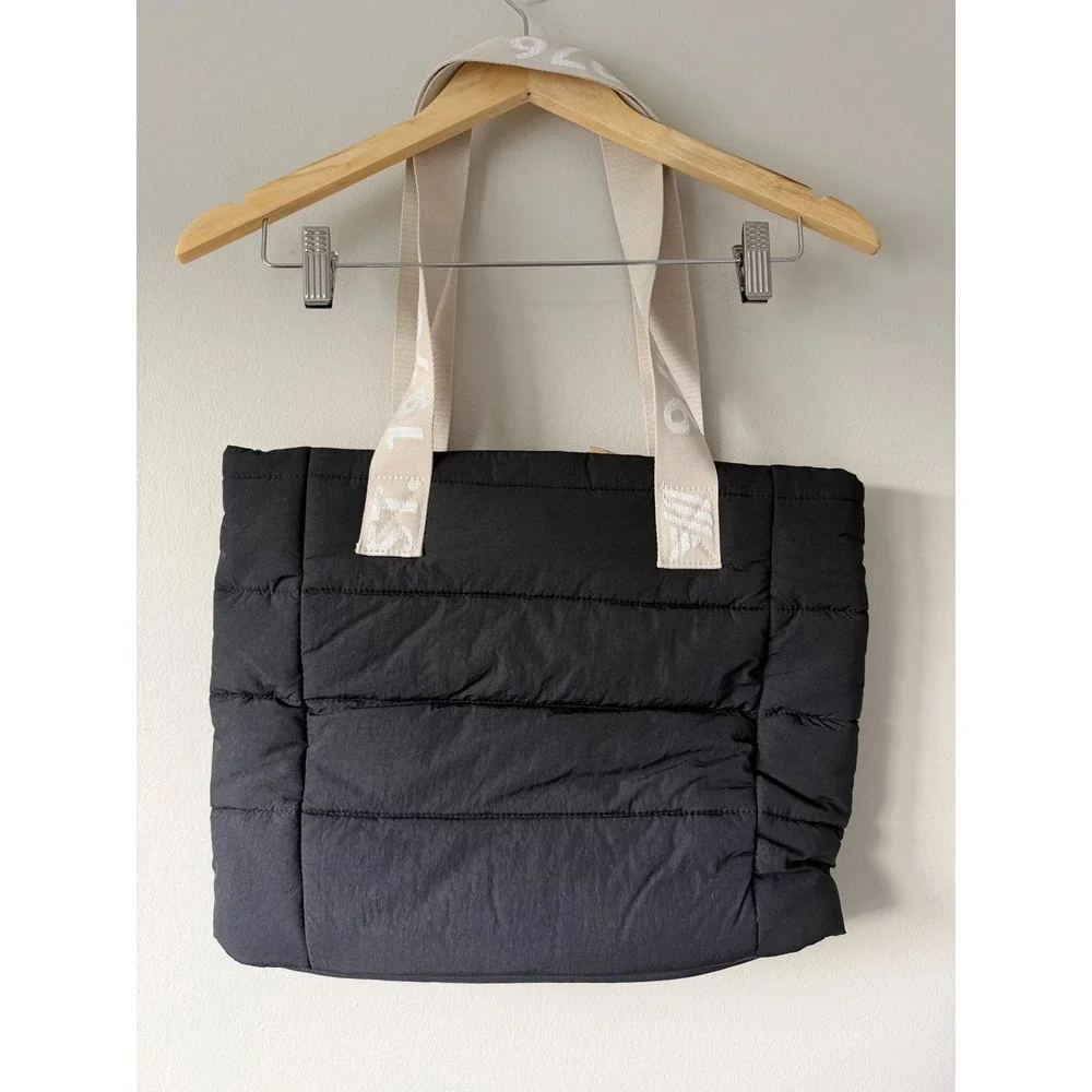 Aldi 50th Anniversary Gear Puffer Tote Bag Black Quilted Nylon Logo